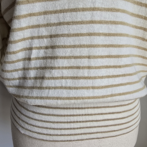 Ann Taylor New Coastal Striped Linen Blend Ruffle Sleeve Knit Top Size Large - Picture 4 of 13